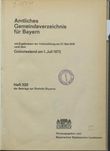 Heft 320 - 1970 Volkszählung 1970